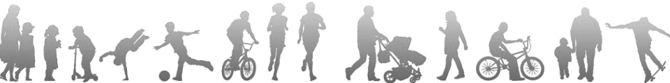 Dividier image showing silhouettes of people doing various activities